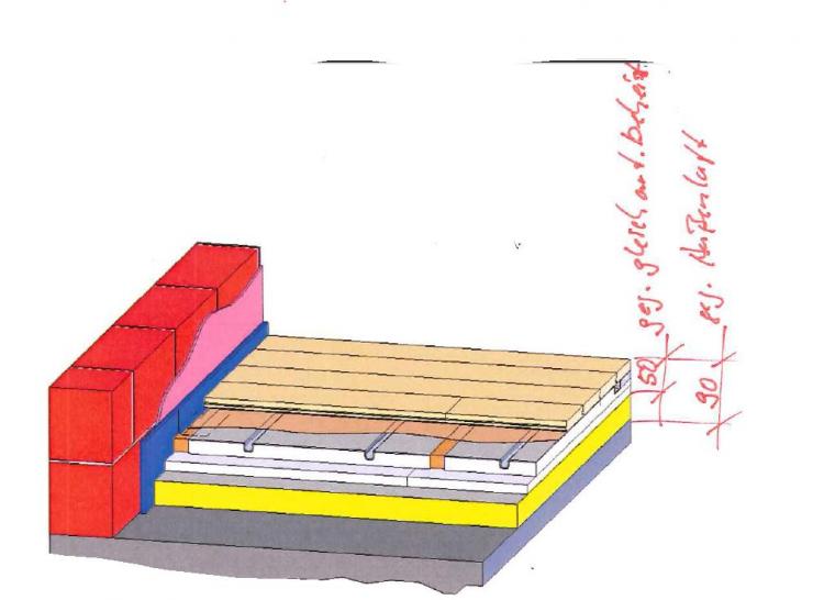 Fußbodenheizung holzbalkendecke geringer Aufbau